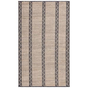 Natural Fiber Beige/Gray 6 ft. x 9 ft. Chevron Striped Area Rug