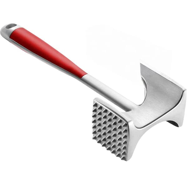 Zulay Kitchen 10 in. Professional Meat Tenderizer Mallet and Meat Pounder - Red