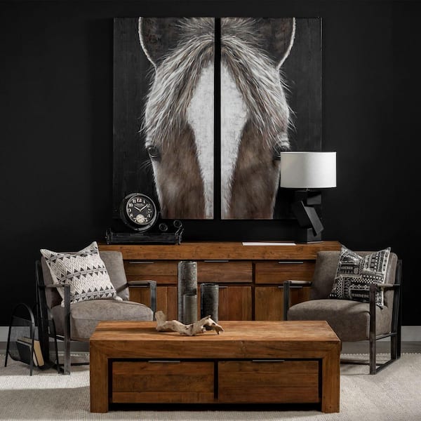 Equus Diptych 60 in. Original unframed Hand Painted Art Print oil painting on Wood Horse 60 in. x 60 in.