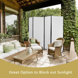 5.6ft White 4-Panel Room Divider Folding Fabric Privacy Screen with Steel Frame