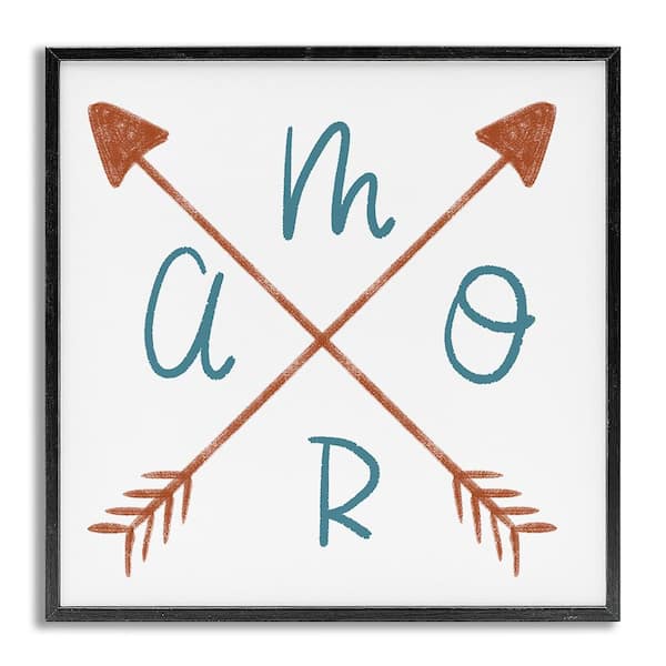 Stupell Industries Love with Crossed Arrows by SD Graphics Studio Gray Framed Typography Giclee Art Print 17 in. x 17 in.