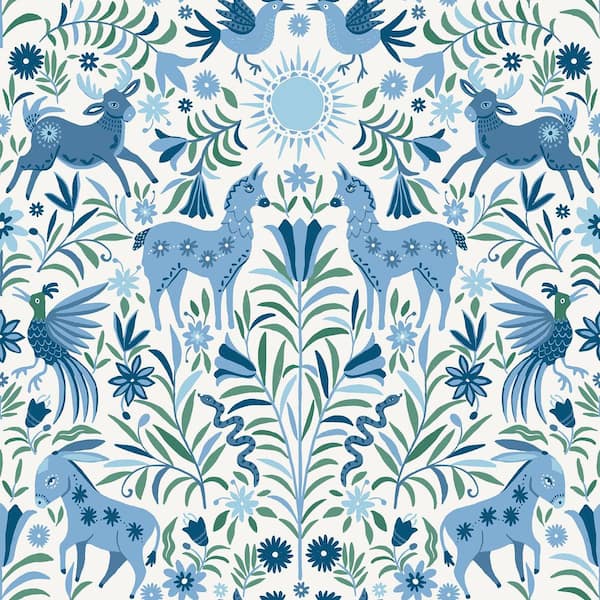 RoomMates Whimsical Creatures Blue Peel and Stick Wallpaper