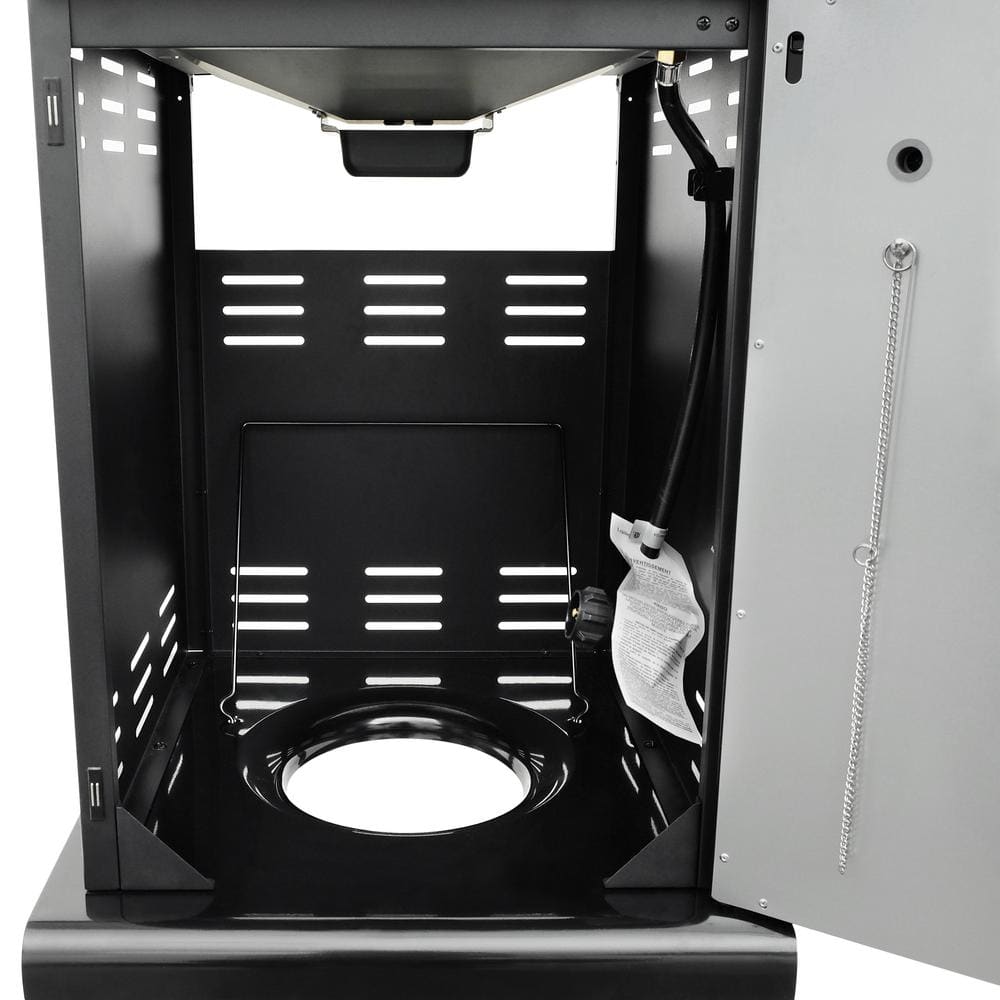 Compact Black Propane Gas Grill with Foldable Side Tables
