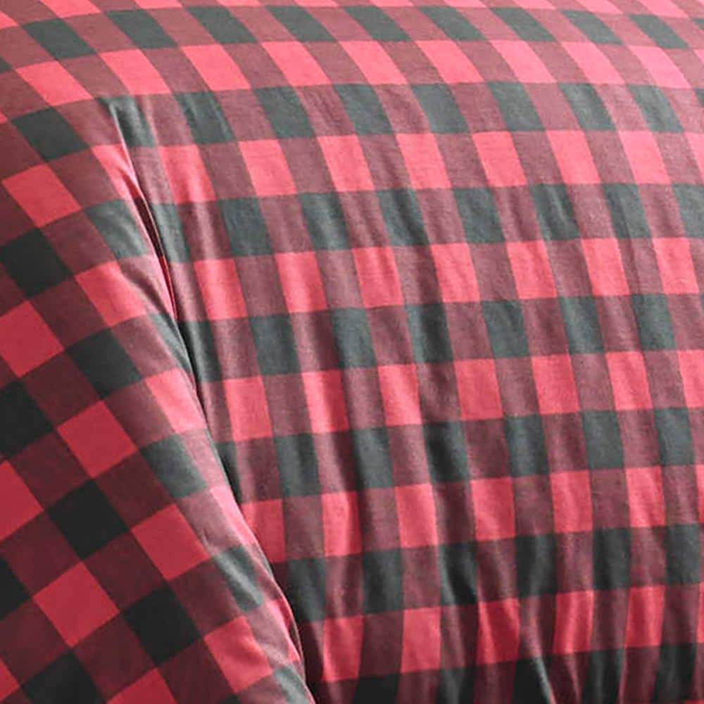 Twin Scarlet Cotton Reversible Plaid Comforter Set