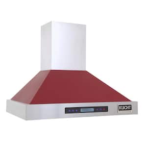 Professional 36 in. 900 CFM Ducted Wall Mount Range Hood with Light in Red