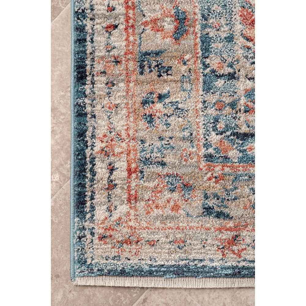 Regal Blue Medallion 4' x 6' Easy-Care Synthetic Area Rug