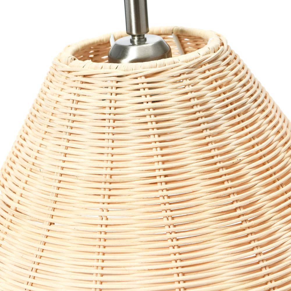 Coastal Nickel Wall Sconce with Natural Rattan Shade