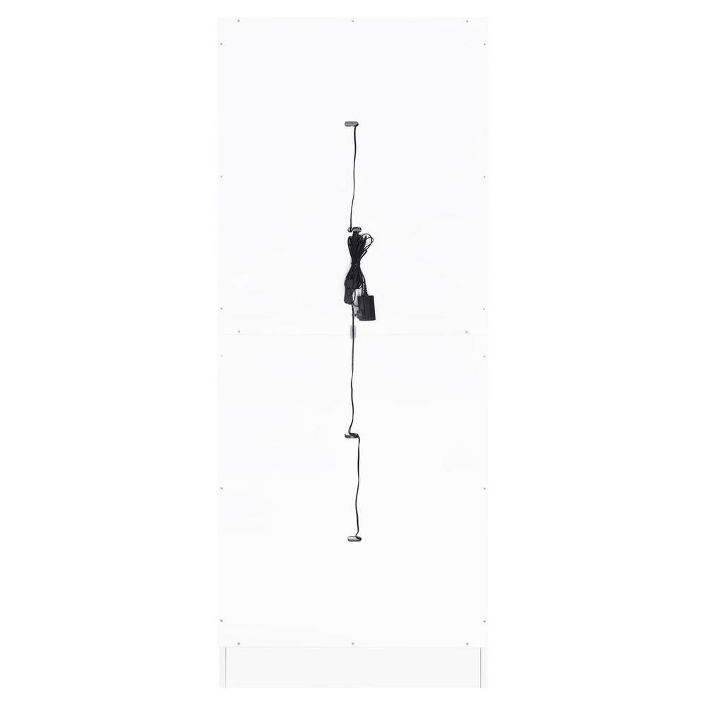 White High Gloss Lighted Glass Curio Cabinet with Shelves