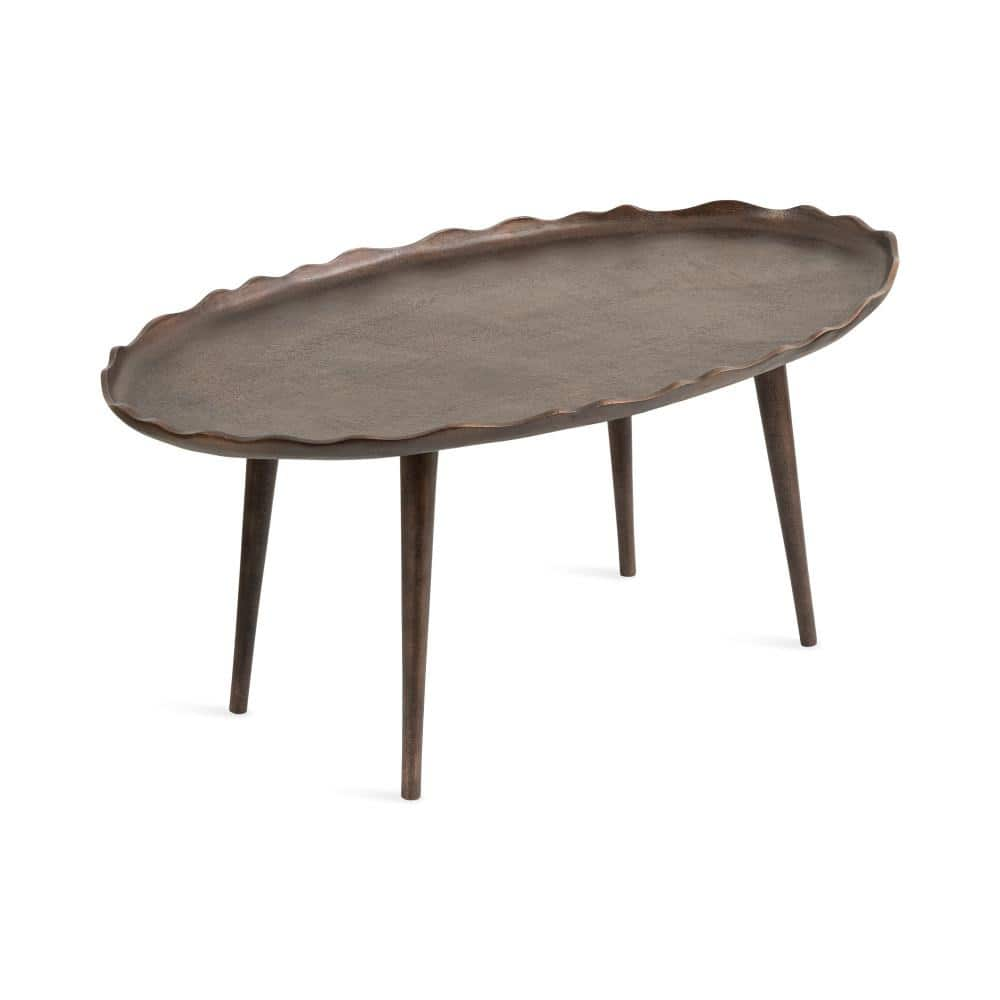 Alessia 33.5 in. Bronze Oval Metal Coffee Table