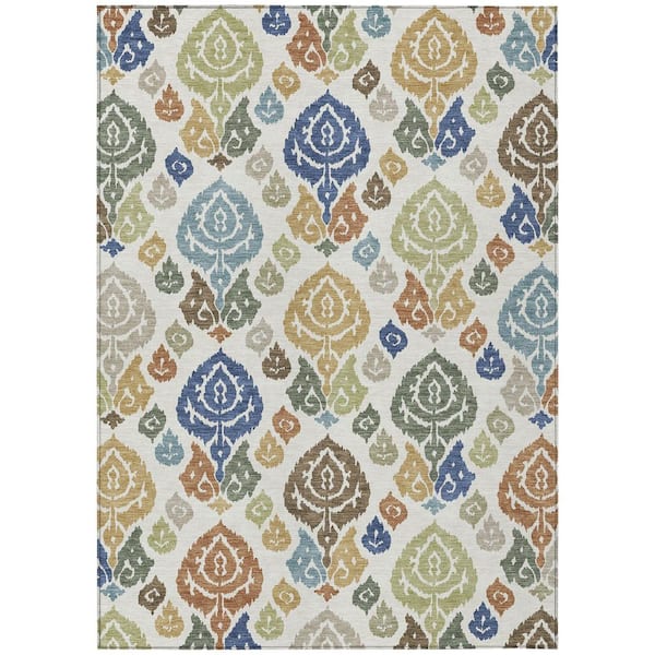 Chantille Machine Washable Indoor/Outdoor Abstract ACN2460 Ivory 5 ft. x 7 ft. 6 in. Area Rug