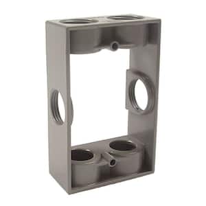 N3R Aluminum Gray 1-Gang Extension Adapter, Six Outlets at 3/4 in., with Closure Plugs