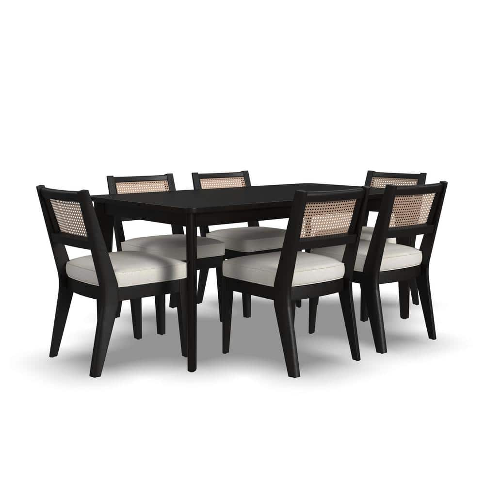 Brentwood Black Wood Rectangle Dining Set with 6 Chairs