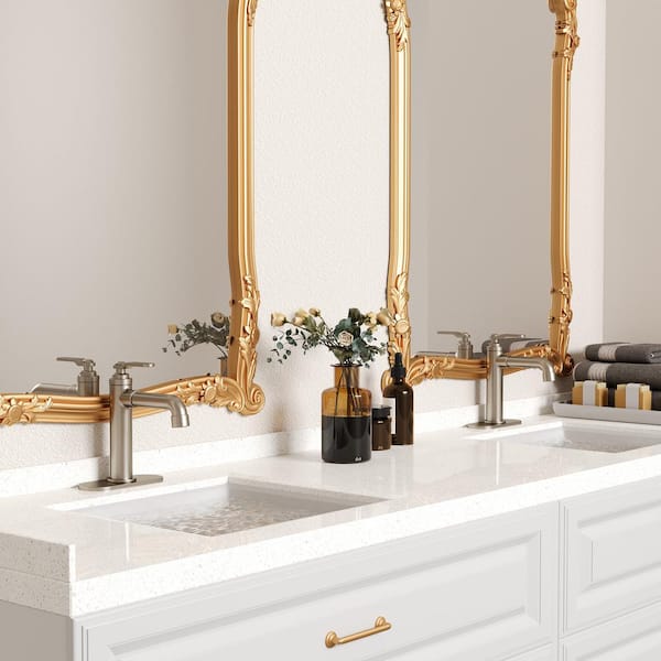 Boyel Living Single Handle Deck Mounted Bathroom Faucet with Deckpalte and Pop-up Drain in Brushed Nickel