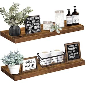 35.4 in. W x 9.3 in. D x 1.5 in. H Wood Brown Composite Decorative Wall Shelf, Floating Shelves