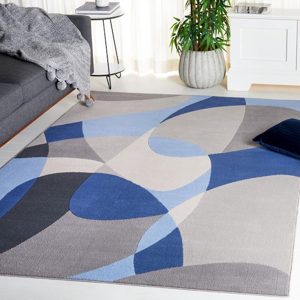 Odyssey 9 ft. x 12 ft. Gray/Blue Navy Abstract Geometric Area Rug