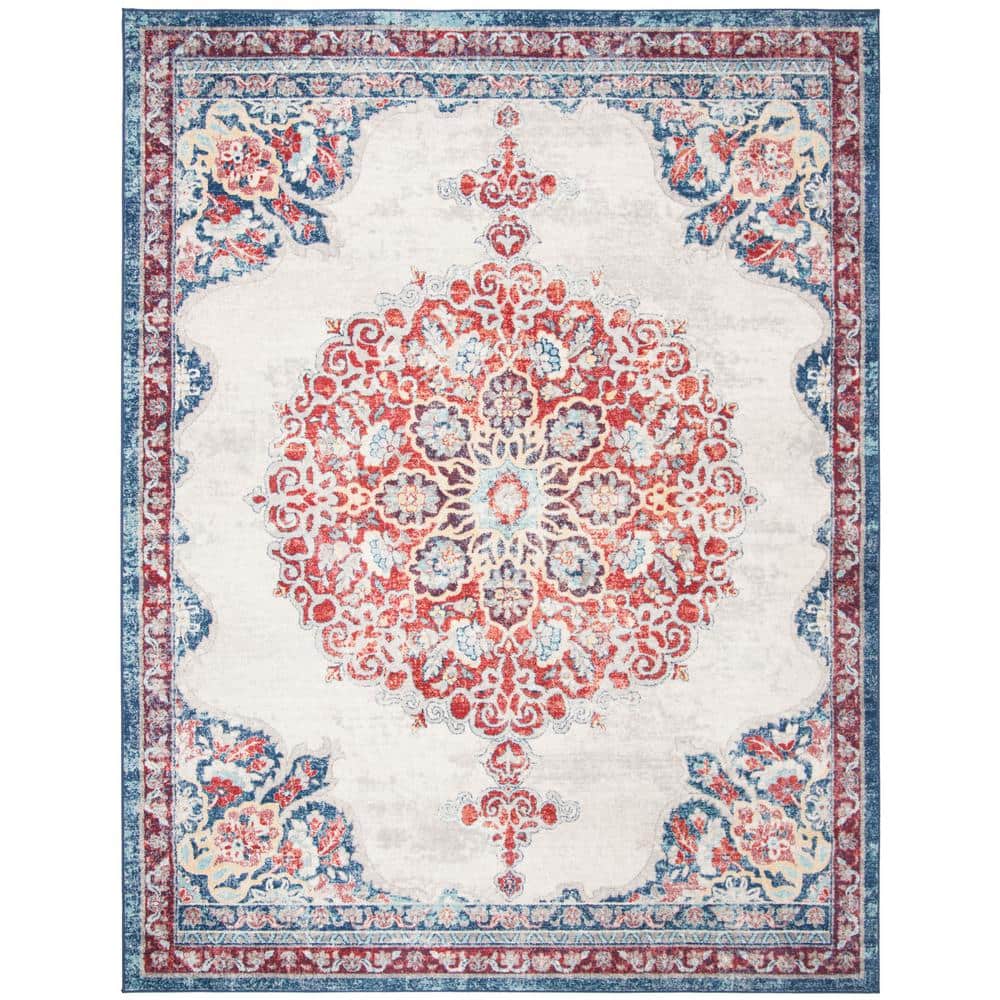 Brentwood Ivory/Red 10 ft. x 13 ft. Distressed Medallion Floral Area Rug price history on PriceWatchPro