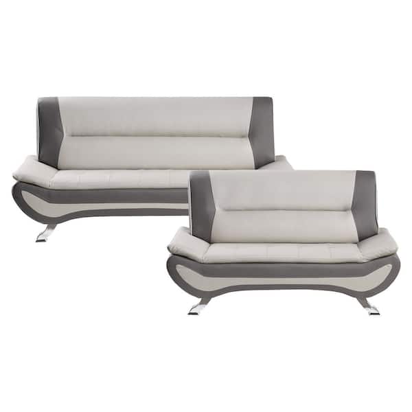EVERGLADE HOME Emerson 140 in. W Armless Faux Leather Rectangle Sofa in ...