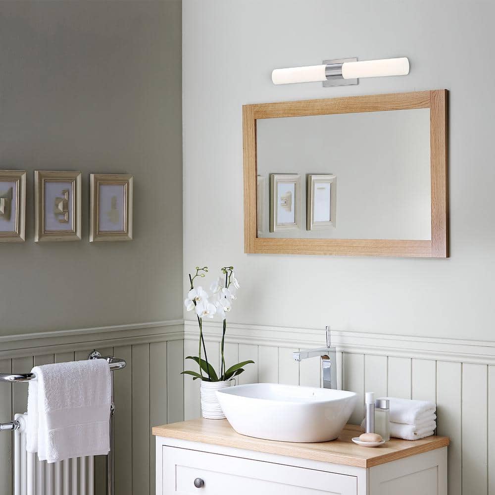 Elementum Sleek 30" Nickel Cylinder LED Vanity Light