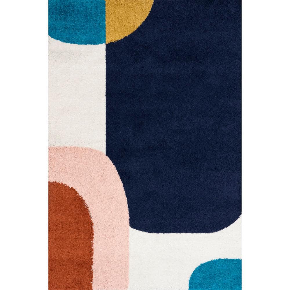 nuLOOM Ellyn Blue 5 ft. x 8 ft. Abstract Shag Area Rug OZEZ08A508