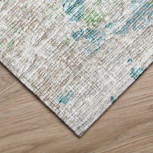 Accord Green 8 ft. x 8 ft. Abstract Indoor/Outdoor Washable Area Rug