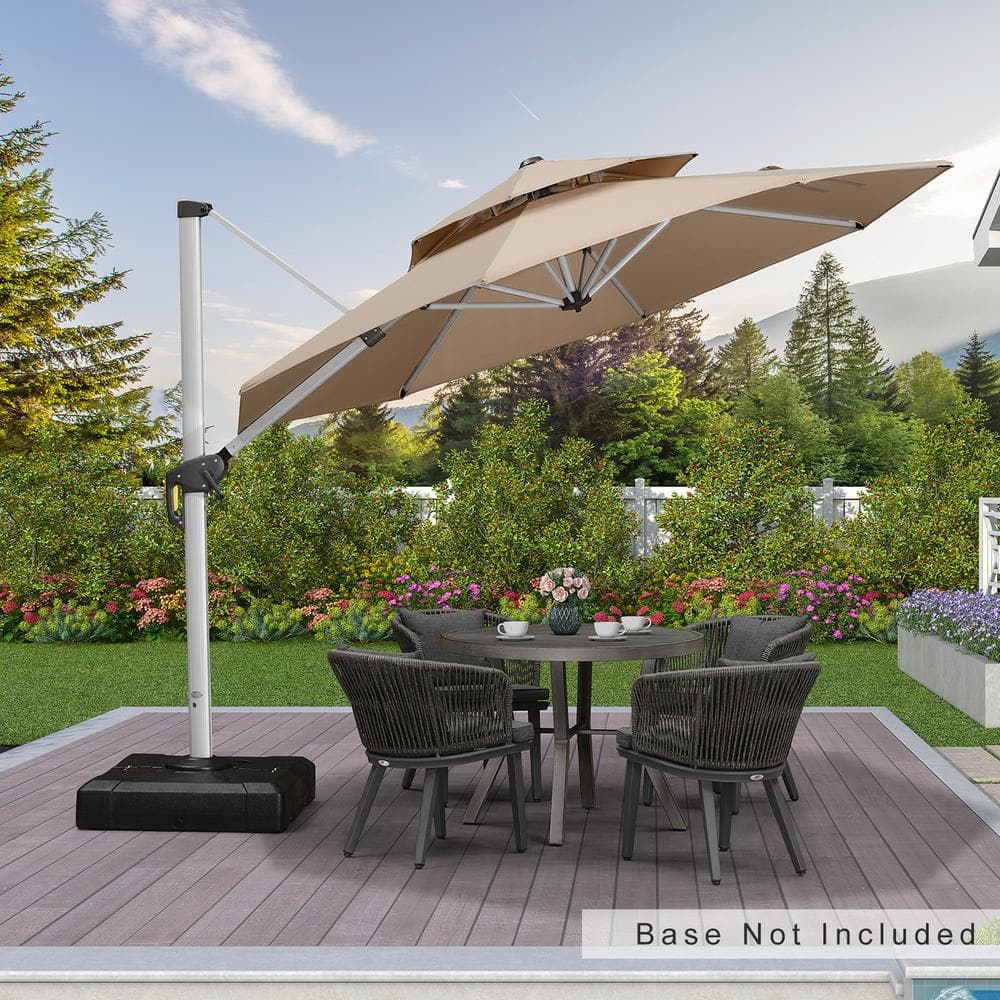 PURPLE LEAF 10 ft. Octagon Aluminum Patio Cantilever Umbrella for