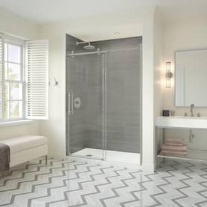 Odyssey 60 in. x 32 in. x 78 in. Alcove Shower Kit with Sliding Frameless Shower Door in Brushed Nickel and Left Drain