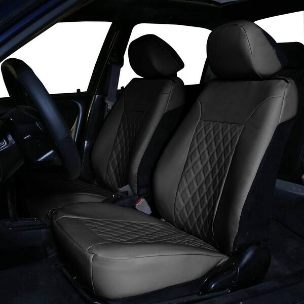 FH Group Quality Faux Leather 47 in. x 23 in. x in. Diamond Pattern Car  Seat Cushions DMPU088BLACK102 The Home Depot