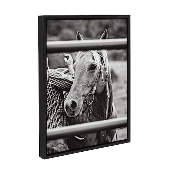 Kate and Laurel Sylvie Photo Saddling Horse by The Whiskey Ginger Black Framed Art Print 18 in. x 24 in.