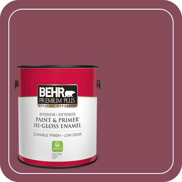 BEHR PREMIUM PLUS 1 gal. #MQ1-02 Wine Not Hi-Gloss Enamel Interior/Exterior Paint & Primer