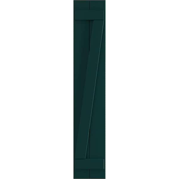 Ekena Millwork 10-3/4 in. x 66 in. True Fit PVC 2-Board Joined Board and Batten Shutters with Z-Bar Pair in Thermal Green
