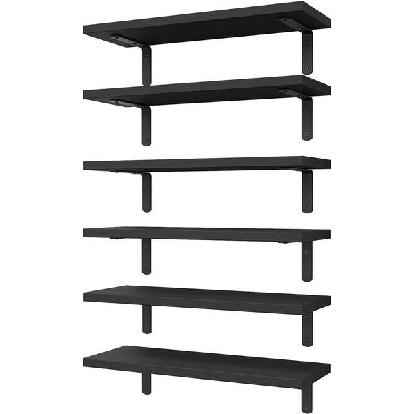 Cubilan 16.5 in. W x 6 in. D Black Wood Decorative Wall Shelf, Floating