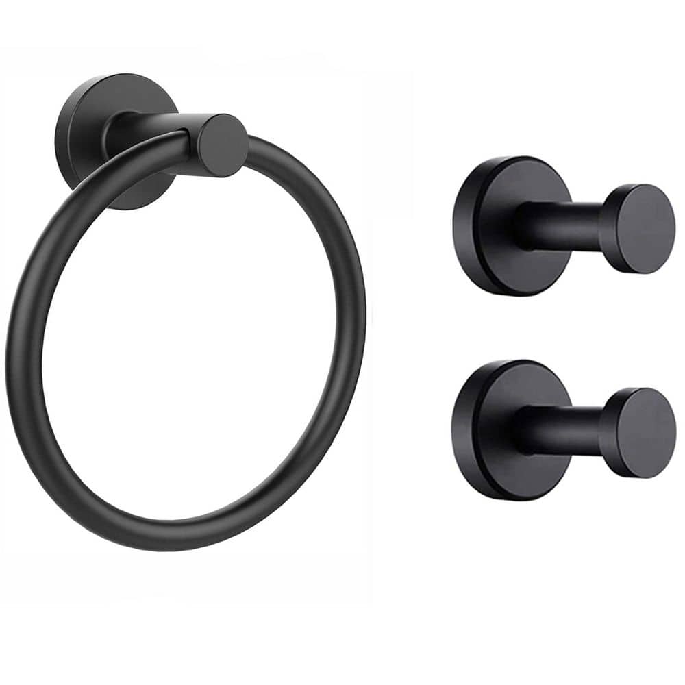304 Stainless Steel 3-Piece Bath Hardware Set with Towel Ring and 2 Towel Hooks in Matte Black price history on PriceWatchPro