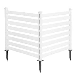 38 in. W x 46 in. H White Outdoor No Dig Fence Poly Plastic Picket Fence Panel Decorative Garden Privacy Fence(4-Pack)