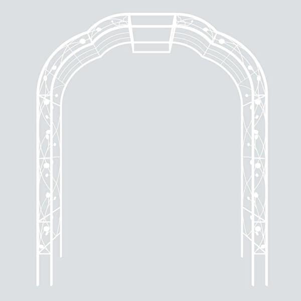 74.4 in. x 98.5 in. White Metal Garden Arch Arbor Trellis