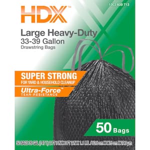 33-39-Gal. Black Heavy Duty Drawstring Trash Bags with 20% PCR (50-Count)