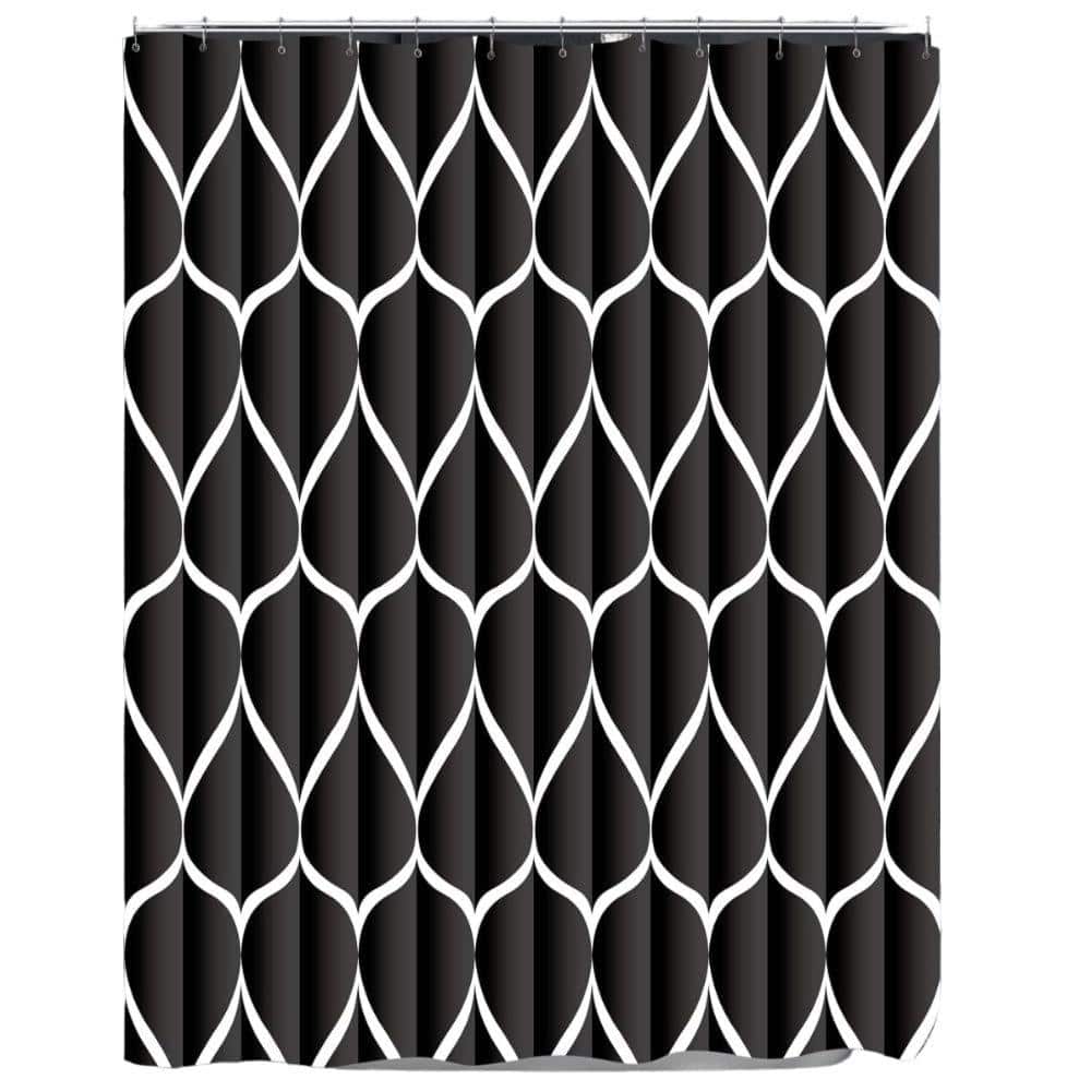 Waterproof 72 in. W x 72 in. L Quick-Drying Polyester Shower Curtain in Bla