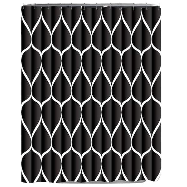 Aoibox Waterproof 72 in. W x 72 in. L Quick-Drying Polyester Shower Curtain in Black