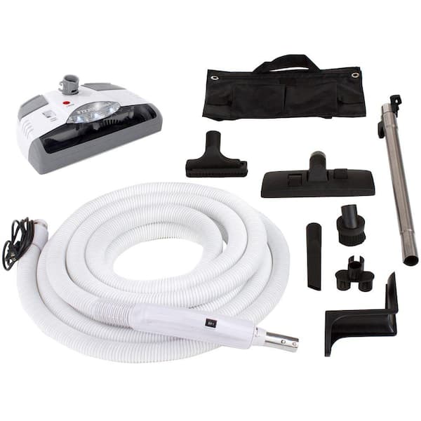 GV 30 ft. Central Vacuum Hose White Power Nozzle Head with Complete Kit fits All Brands