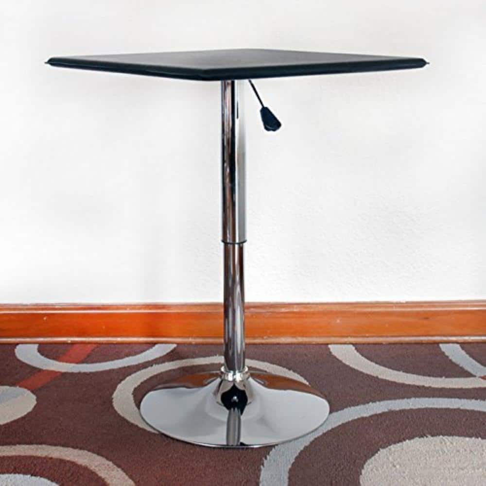Adjustable Black Vinyl and Chrome Square Bar Table
