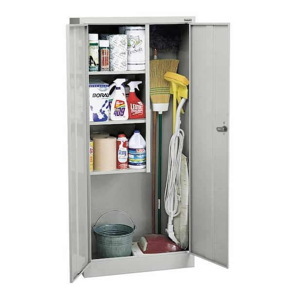 Supply Preassembled 24-Gauge Freestanding Cabinet with 3-Fixed Shelves in Dove Gray ( 30 in. W x 66 in. H x 18 in. D