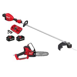 M18 FUEL 18V Brushless Cordless 17 in. Dual Battery Straight Shaft String Trimmer w/Pruning Saw, (2) Battery, Charger