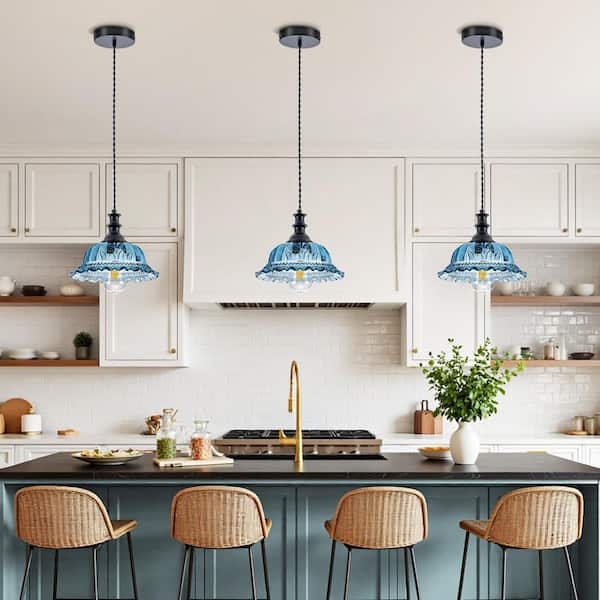 Merbotin RayHome 9.84in. 1-Light Vintage Blue Hanging Pendant