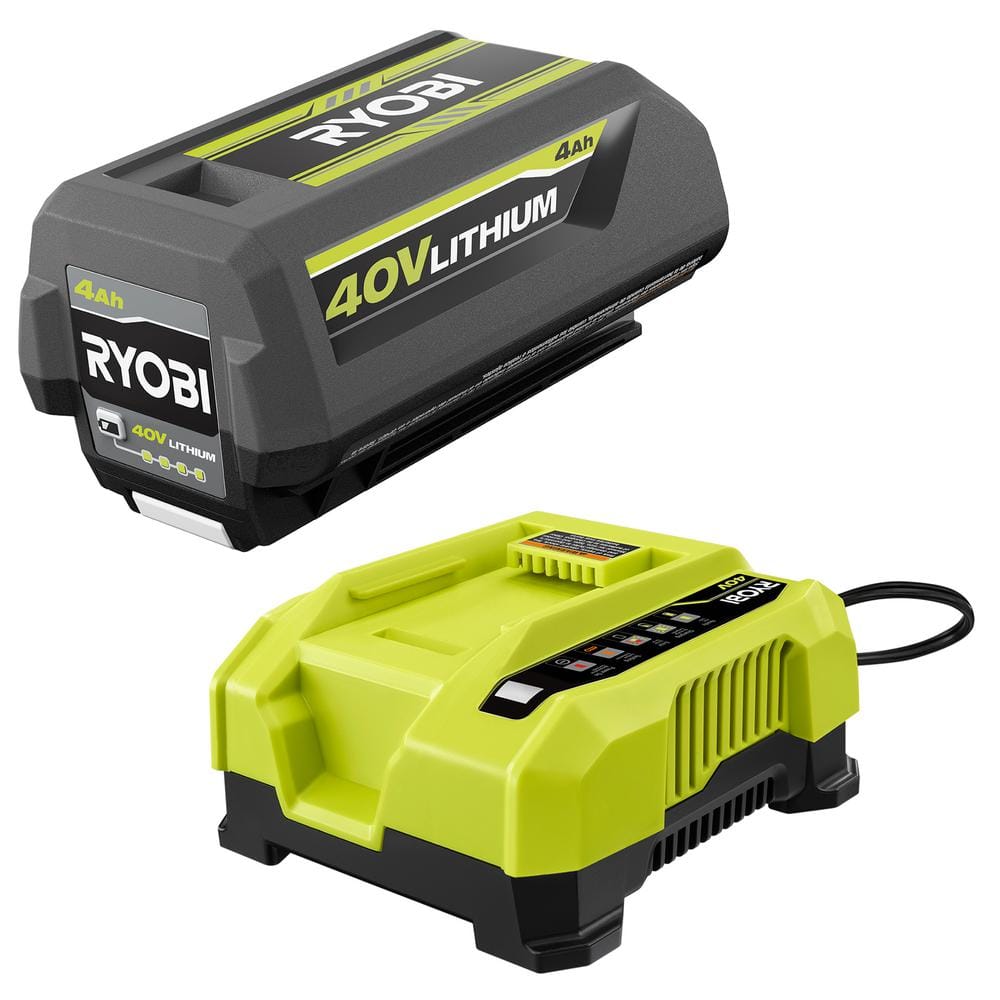 RYOBI 40V Lithium-Ion 4.0 Ah Battery and Rapid Charger OP40404-06 The  Home Depot