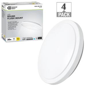 20 in. Round LED Flush Mount Ceiling Light 2200 Lumens 4000K Bright White Dimmable (4-Pack)