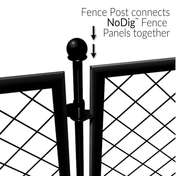 Vigoro 37.3 in. H x 50.2 in. W Black Metal Diamond Mesh Garden Fence Gate