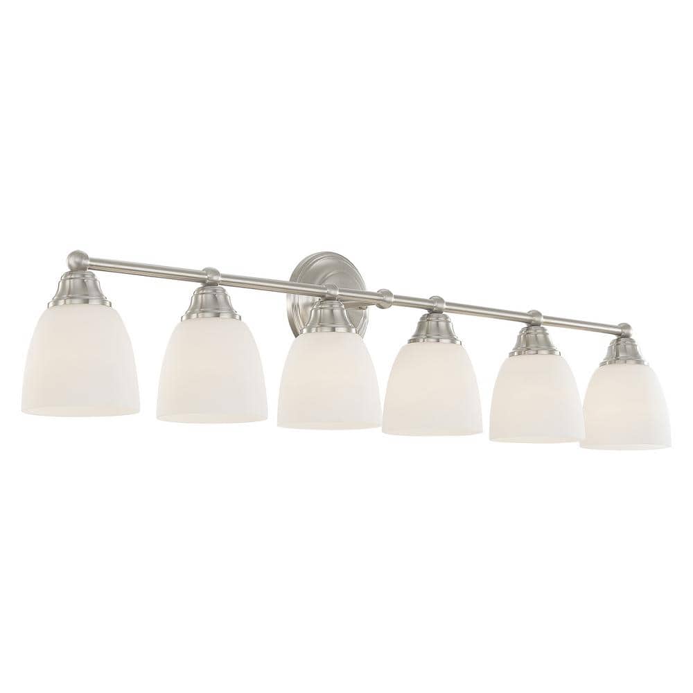 Somerville Brushed Nickel 6-Light Vanity with Satin Opal Glass