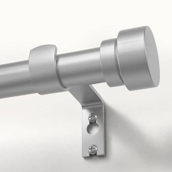 16 in. - 150 in. Adjustable 1 in. Single Curtain Rod for Windows in Silver