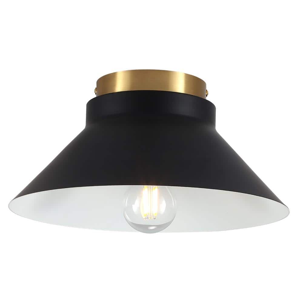 11.8 in. 1-Light Gold Transitional Semi-Flush Mount Ceiling Light with Cone Metal Shade price history on PriceWatchPro