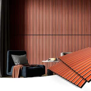 Cherry 0.83 in. x 2 ft. x 4 ft. Slat MDF Acoustic Decorative Wall Paneling, 3D Sound Absorbing Panel(31sq.ft./Case)