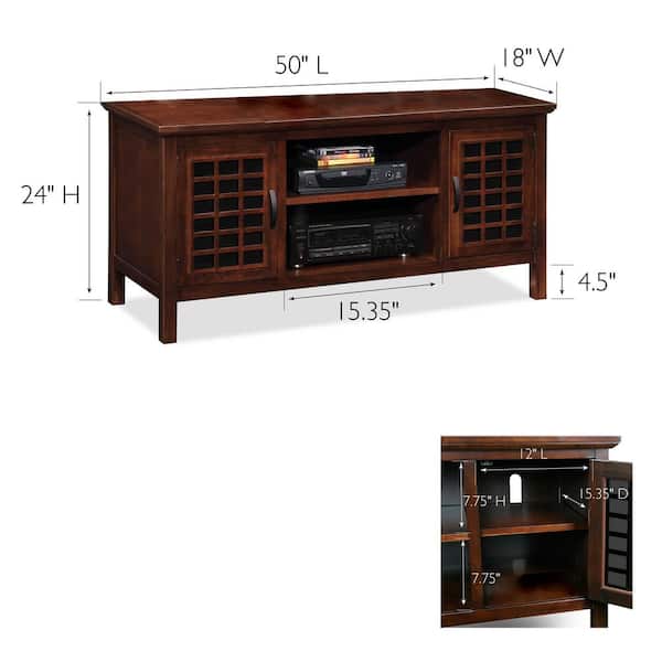 Leick Furniture 81170 50-Inch Wide TV Stand with Black Glass-Chocolate Cherry 